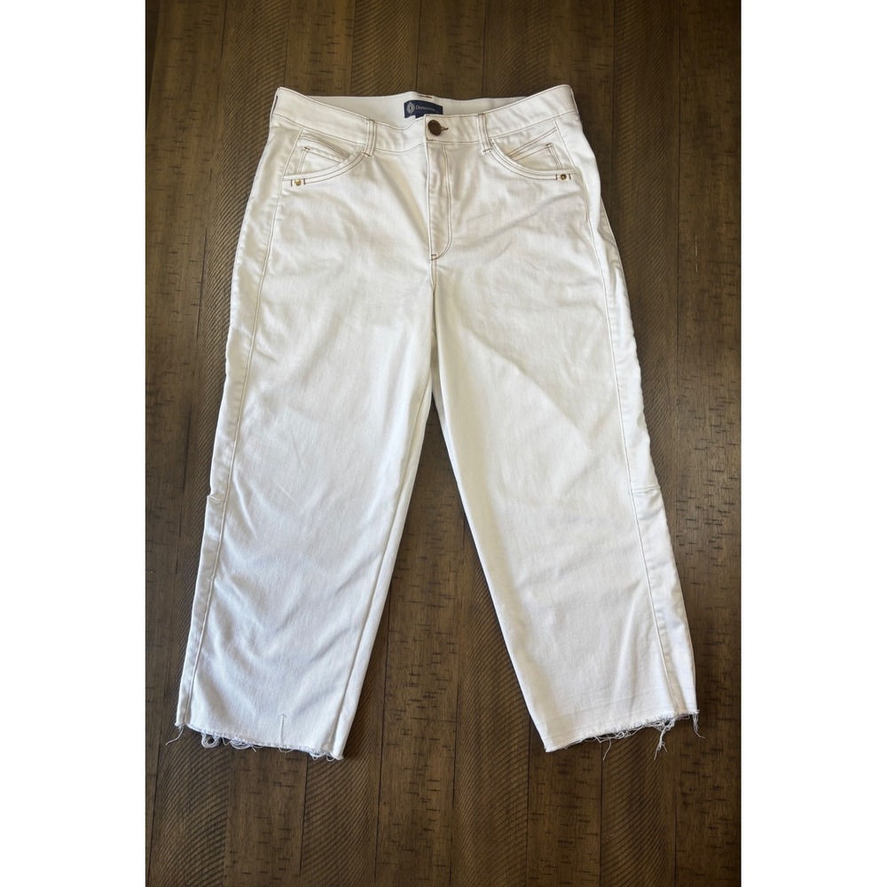 Democracy Ab solution White Wide Leg Crop Jeans Frayed Hem Size 16